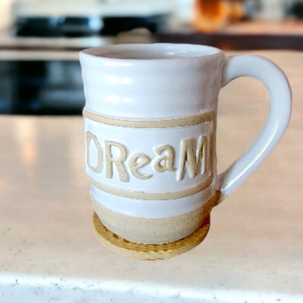 Dream Coffee/Tea Mug‎ 16 ounce with Wooden Coaster - NWOT